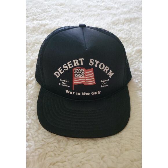 Vintage Desert Storm Trucker Cap Adjustable Strap Black Support Our President - Picture 1 of 7